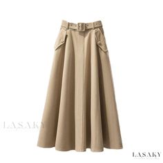 Lasaky - Elegant Maxi Skirt with Unique Design, Half-length Faux Fur Skirt with Pockets and Umbrella-shaped Hem Beige Maxi Skirt With Pockets For Fall, Faux Fur Skirt, Elegant Maxi Skirt, Unique Umbrella, Stylish Umbrella, Umbrella Design, Fur Skirt, Unique Skirts, Midi Skirt With Pockets