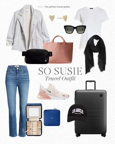 9 Warm Weather Essentials To Buy Before Spring! | So Susie International Travel Outfit, White Beach Shirt, Airport Outfit Comfy, Cute Airport Outfit, So Susie, Casual Travel Outfit, Comfy Airport Outfit, Comfortable Travel Outfit, Airport Travel Outfits