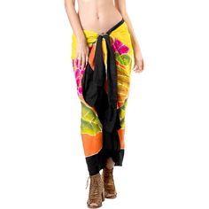 Elevate your beach day ensemble with the LA LEELA Women's Summer Beach Wrap Bikini Sarong. This versatile cover-up is a must-have accessory for any sun-soaked outing, offering both style and functionality.

- **Material:** Soft, lightweight fabric for comfort and ease
- **Size:** One size fits most; designed to accommodate a diverse range of body types
- **Color:** Vibrant yellow with a charming floral pattern
- **Gender:** Female; universally flattering design

Crafted to perfection, this saron Multicolor Beachwear Bottoms For Vacation, Multicolor Summer Beach Cover-up Bottoms, Vibrant Swimwear For Summer Beach Cover-up, Tropical Beach Cover-up With Tie-side Bottom, Multicolor Beach Bottoms For Vacation, Multicolor Beach Vacation Bottoms, Summer Beachwear Sarong With Tie-side Bottom, Tropical Tie-side Sarong For Vacation, Tropical Tie-side Sarong For Beach Cover-up