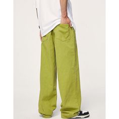 Street Washed Wide Leg Baggy Jeans  Material: 100% cotton  Size: S, M, L, XL, Color: Green,  Season: Spring, Autumn, Winter   Occasion: Leisure, Outdoor, Daily, Vacation Baggy Solid Color Cotton Bottoms, Baggy Cotton Bottoms In Solid Color, Oversized Solid Cotton Bottoms, Green Cotton Leisure Bottoms, Urban Style Oversized Cotton Bottoms, Hip Hop Style Cotton Bottoms For Spring, Casual Green Cotton Bottoms, Leisure Cotton Bottoms In Solid Color, Cotton Bottoms For Leisure In Solid Color