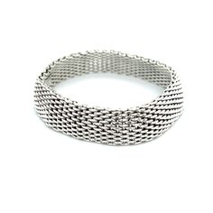 Tiffany & Co Estate Somerset Mesh Bracelet 8 Sterling Silver TIF314 Tiffany Bracelet, Tiffany And Co Bracelet, South Sea Pearl Necklace, Tiffany Bracelets, Tourmaline Bracelet, Mesh Bracelet, Tourmaline Necklace, Fine Jewelry Bracelets, Emerald Earrings