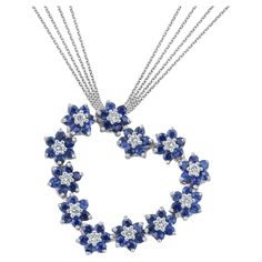 Wall Units, Modern Tv, Heart Pendant Diamond, Cluster Pendant, Heart Shape Pendant, Rolo Chain, Diamond Pendant Necklace, Jewelry Designer, Blue Heart