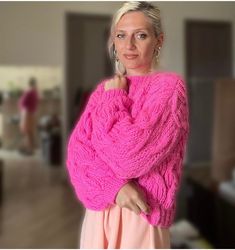 This is women's pink sweater from our new collection. Onr if three Sustainable. Eco friendly. Very trendy and stylish. Delicate wash no drier New Collection 2022, Chiffon Cover Up, White Chiffon, Hand Knitted Sweaters, Pullover Sweater Women, Art Shirts, Knitted Jumper, Pink Sweater, Women Pullover