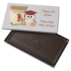 graduation owl chocolate bar with congratulations message