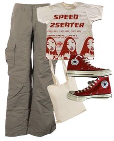 Peony Aesthetic, Street Outfits, Red Converse, Downtown Outfits, Aesthetic Streetwear, Outfits With Converse, 2000s Fashion Outfits, Y2k Outfits, Swaggy Outfits