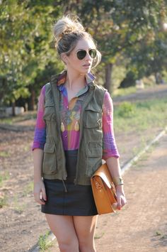 @Emily Schoenfeld Schuman in checkered brights and a cargo vest #cupcakesandcashmere #style #fashion_blogger Jcrew Vest, Military Inspired Jacket, Checkered Shirt, Military Inspired, Fashion Books, Fashion Bloggers, Daily Fashion