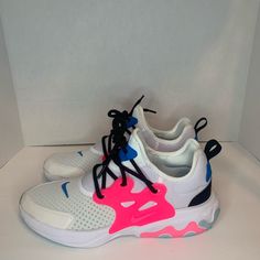 Brand New Size 7 Youth Or 9.5 Womens No Box Fast Shipping Offers Welcome Please Feel Free To Ask Questions White Low-top Running Shoes With Elastic Laces, White Running Shoes With Elastic Laces And Round Toe, White Running Shoes With Elastic Laces, Nike White Running Shoes With Elastic Laces, Nike White Running Shoes With Laces, White Training Sneakers With Laces, Nike React Presto, Nike React, Swag Shoes