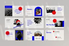 the powerpoint presentation is designed to look like it has been created in blue and red