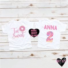 Look no further for a way to make your cutie's 2nd birthday extra sweet! This Two Sweet Donut birthday Shirt will make them look extra sweet with its sprinkely design and make them oh so stylish! Perfect for awesome donut-lovers in the making! All items purchased are made to order using a DTF (direct to film) transfer and an industrial heat press. See shop announcement for current processing time. A "rush my order" listing is available in the add on/upgrade section, please message me beforehand if you will need to rush your order to make sure its possible. Rush order does not include shipping cost.  Please note - Colors on your screen may appear different from the final product.  Two Sweet Donut birthday Shirt | 2nd Birthday Shirt | Donut Birthday Shirt | Second Birthday Shirt | Donut Birt Donut Birthday Shirt, Kids Birthday Shirts, 2nd Birthday Shirt, Christmas Deals, Birthday Shirts, 2nd Birthday, Kids Tshirts, Kids Birthday, Gender Neutral