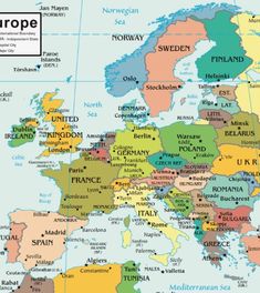 a map of europe with all the major cities