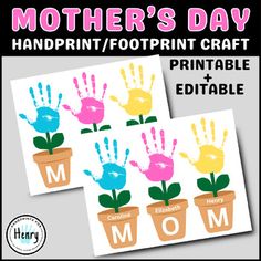 mother's day handprint craft printable and editable for kids to make