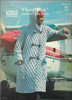 Retro knitting patterns - very rare coats and hat by kings patterns knitted coats and hat sizes include: 8(31 1/2), 10(32 1/2), 12(34), 14(36) 16(38) 18(40) two (2) amazing knitted coat patterns made with bulky weight yarn the red baroness - knee length coat with hood and pockets blue maxine - below hip jacket and hat, pockets, large collar, cable strip on front, collar and pockets (great detail) vintage king patterns designed by karen nielsen c 1977 flying high collection blue maxine features a Sweater Coat Pattern, Coat Knitting Pattern, Crochet Shorts Pattern, Womens Sweater Coats, Hooded Sweater Coat, Bulky Knit, Toggle Coat, Knee Length Coat, Vintage Knitting Patterns