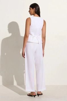 Duomo Pant White - Faithfull the Brand Vest Crop Top, Vest Style, Timeless Wardrobe, Maxi Dress Sale, Faithfull The Brand, Vest White, Vest Fashion, Shop Maxi Dresses, Linen Women