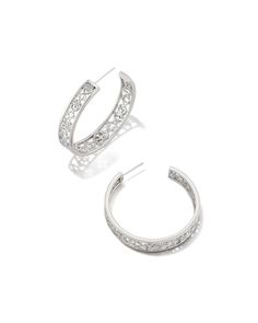 Eye-catching and iconic, the Kelly Hoop Earrings in Silver are the botanical-inspired statement piece you need in your collection. Wear them on their own for a simply stunning look or achieve a more dramatic effect with other trendy statements. Elegant Everyday Spring Hoop Earrings, Elegant Spring Hoop Earrings, Elegant Metal Hoop Earrings For Spring, Elegant Round Hoop Earrings For Spring, Silver Hoop Earrings For Spring, Kendra Scott Store, Silver Kendra Scott, Hoop Earrings Silver, Kendra Scott Earrings