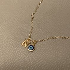 O Initial Necklace, N Necklace, Pulseras Kandi, Initial N, N Letter, قلادات متدلية, Necklace Evil Eye, Necklace Initial