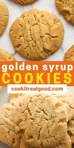 golden syrup cookies with text overlay