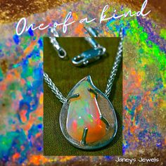 ♡ DETAILS:Beautiful color display in our one-of-a-kind statement or layering necklace, which is a hand carved teardrop free form, Precious Crystal White Opal! We hand carved & polished this 6.39 carat AAA grade precious gem. This is a natural, un-treated opal. A very meaningful jewelry gift for anyone born in October, as Opal is the October birthstone. Also the perfect gift for a Libra.Since this is a special stone, it deserved a special setting, so we hand-made a bold free form pendant using Ar Born In October, Green Sapphire Engagement Ring, Precious Opal, Crystal White, Meaningful Jewelry, Argentium Silver, Color Display, Colorful Jewelry, October Birthstone