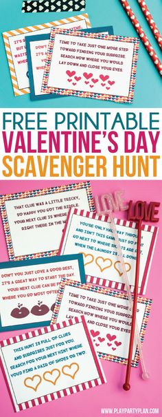 free printable valentine's day scavenger hunt for kids to play with