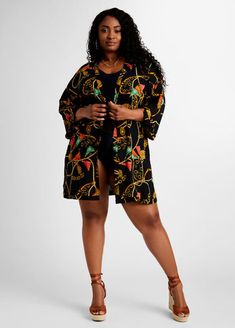 Complete your look with a plus size cover-up by Dalin, and you're ready to unleash your inner sun goddess. Plus Size Cover Up, Kimono Swim Cover Up, Trendy Swim, Open Front Kimono, Sun Goddess, Plus Size Trendy, Sheer Kimono, Plus Size Designers, Print Kimonos