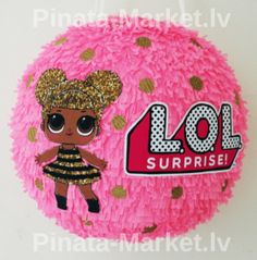 the lol surprise pinata is pink and gold