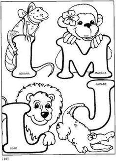 the letter m is for lion and other animals coloring pages, including an animal alphabet