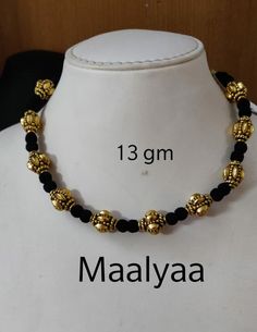 Weight Less Gold Jewellery, Thread Jewellery Gold, Black Thread Jewellery Indian Gold, Black Beads Jewellery Designs, Light Weight Beads Gold Jewellery, Black Thread Gold Jewellery, Black Thread Jewellery Indian, Black Thread Necklace, Necklace Design Ideas