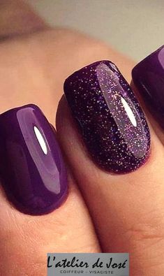 Party Gel Nails, Ongles Gel Violet, Unghie Sfumate, Fall Gel Nails, Purple Nail Polish, Purple Nail, Cute Gel Nails, Fancy Nails, Chic Nails