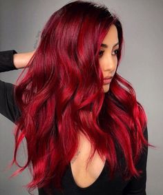 Bold-Hair-Colors-to-Try-in-2019 red hair #hairdare #beauty #haircolor #womenshair Red Hair Color Shades, Deep Red Hair, Dyed Tips, Hair Dye Tips, Shades Of Red Hair, Bold Hair Color, Dyed Red Hair, Bright Red Hair