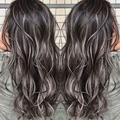 Gorgeous layered hairstyle ideas | Hairstyle tutorial ideas | Easy hairstyle ideas Ash Blonde Highlights On Dark Hair, Blonde Highlights On Dark Hair, Dark Brunette Hair, Ash Blonde Highlights, Blending Gray Hair, Gray Hair Highlights, Hair Color Highlights