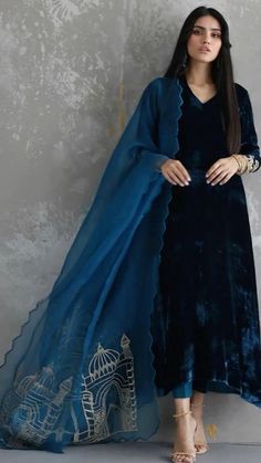 Velvet Suit Design, डिजाइनर कपड़े, Velvet Dress Designs, Pakistani Fancy Dresses, Pakistani Dresses Casual, Salwar Kamiz, Traditional Indian Outfits, Simple Pakistani Dresses, Designer Outfits