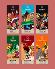 four chocolate bars with different designs on them