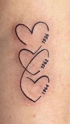 a tattoo with two hearts on it