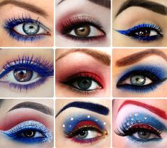 Gorgeous Patriotic Eyes Patriotic Makeup, Smokey Eyes Tutorial, Makeup Karakter, Smokey Eye Makeup Tutorial, Makeup Guide, Holiday Makeup, Smokey Eyes