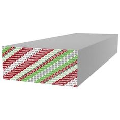 a large rectangular box with red, green and white stripes