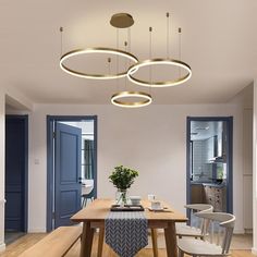 "3 Circle Sputnik Design Chandeliers Aluminum Acrylic Kitchen Lighting Dining Room Lighting Ceiling Light" Mini Sala, Circle Chandelier, Kitchen Loft, Dining Room Chandelier Modern, Tiered Chandelier, Creative Lamps, Kitchen Chandelier, Gold Coffee, Lustre Design