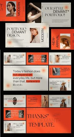 an orange and white advertisement for a clothing store, with the words thanks on it