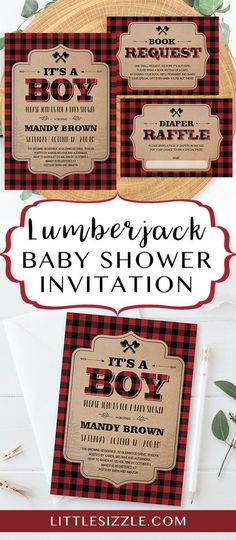 the lumber baby shower party is ready to be thrown into the woods with buffalo printables