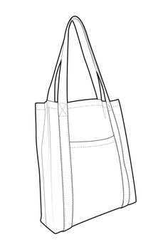 The Madrid Tote Bag - Victory Patterns Bag Flat Sketch, Bag Drawing Sketch, Bag Technical Drawing, Bags Sketches, Cute Tote Bag Design, Tote Bag Drawing, Tote Bag Template, Tote Bag Illustration, Products Illustration