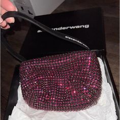 Never Used .. Brand New !!!! Such A Fun Bag To Go Out In Designer Clutch Evening Bag For Shopping, Designer Handheld Clutch For Shopping, Glamorous Crossbody Bag For Everyday Use, Pink Rectangular Evening Bag For Night Out, Glamorous Pink Clutch Shoulder Bag, Designer Party Bags With Removable Pouch, Elegant Pink Bag For Night Out, Designer Party Bags With Detachable Handle, Designer Pouch Shoulder Bag For Party