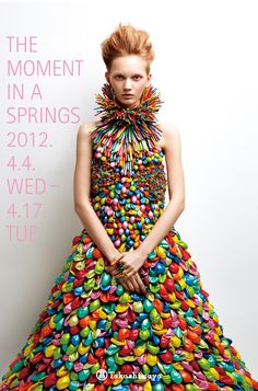 a woman in a colorful dress made out of candy