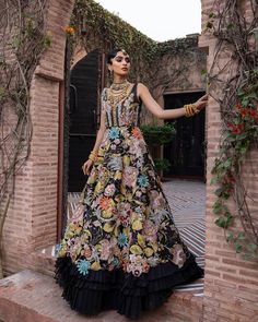 Frock Lehnga, Black Maxi Dresses, Ruffle Lehenga, Lehenga Dress, Black Frock, Indian Wedding Lehenga, Black Lehenga, Indian Bridal Wear, Indian Clothing