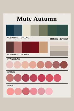 The best palette guide for Soft Autumn people. with this you are going to look amazing. If you need more, please feel free to contact me. Hope it is of help. Make Up For Soft Autumn Type, Soft Autumn Outfits Korean, Pure Autumn Palette, Muted Autumn Makeup Korean, Soft Autumn Colour Palette, Muted Autumn Makeup, Mute Autumn Color Palette, Autumn Muted Color Palette, Soft Autumn Color Palette Makeup