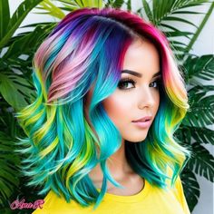 Sunset Hair, Perfect Hair Color, Hair Color Unique, Glossy Hair, Rainbow Hair Color, Bright Hair Colors