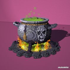 I made this cauldron for a giant Witch I made! Now available via my patreon :) Witch Minecraft, Kingdom Minecraft, Fireplace Minecraft, Minecraft Spawn, Minecraft Wither, Gothic Fireplace, Mc Ideas, Big Bee, Witch Cauldron