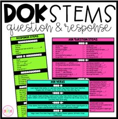 the doks stems question and response worksheet