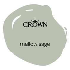 the crown mellow sage color is shown in front of a white background with black lettering