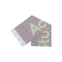 This Acne Studios scarf is made of soft responsibly sourced wool fabric with a checkered pattern and features a contrasting maxi logo. It is finished with fringes on the edges for added detail. Acne Studios Scarf, Logo Scarves, Duffel Bag Backpack, Checked Scarf, Cozy Scarf, Scarf Sale, Logo Pattern, Blazer With Jeans, Scarf Jewelry