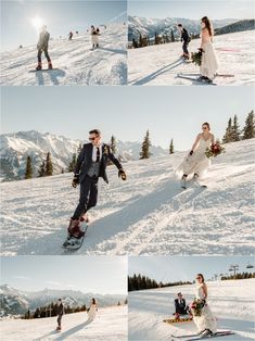 Ski Resort Wedding Winter, Snowboarding Wedding, Ski Elopement, Skiing Wedding, Snowboard Wedding, Ski Resort Wedding, Ski Wedding, Spring Skiing, Snow Wedding