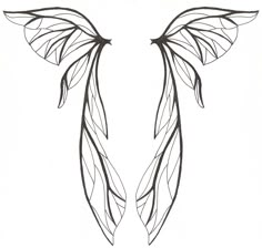 two wings that are drawn in black and white