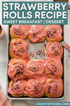 strawberry rolls with chocolate stracberry filling in a baking pan